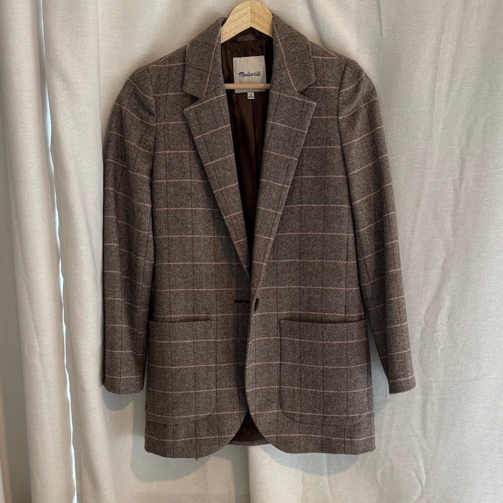 Madewell Brown Checkered Blazer